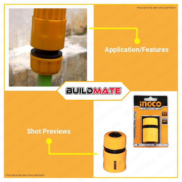 INGCO Plastic Hose Connector For Garden 1/2" ABS HHCS01122 •BUILDMATE• HT2