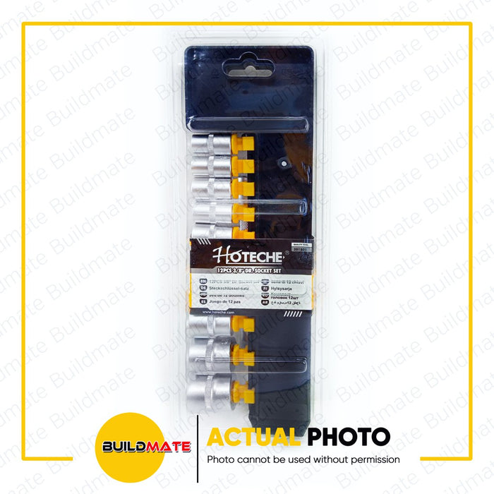 HOTECHE 12PCS/SET Drive Socket Set Cr-V 3/8" 201801  •BUILDMATE•