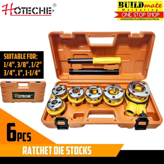 Hoteche Ratchet Die Stocks Pipe Threader 6PCS •BUILDMATE• 