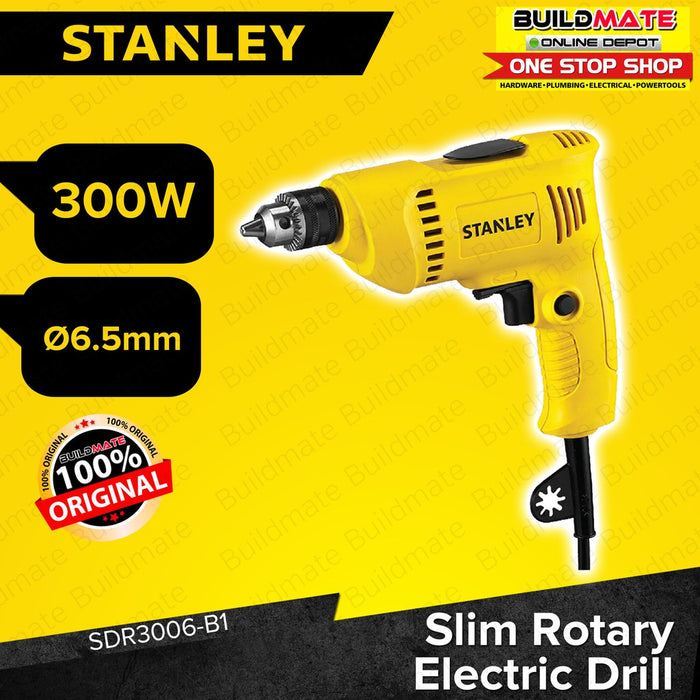 STANLEY Slim Rotary Electric Drill 300W 6.5mm SDR3006-B1 •BUILDMATE• SPT
