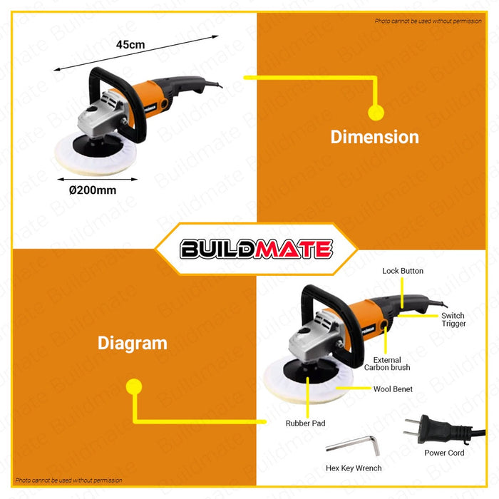 PROMAN GERMANY TOOLS Electric Angle Polisher 1400W PT-EP1400 •BUILDMATE•