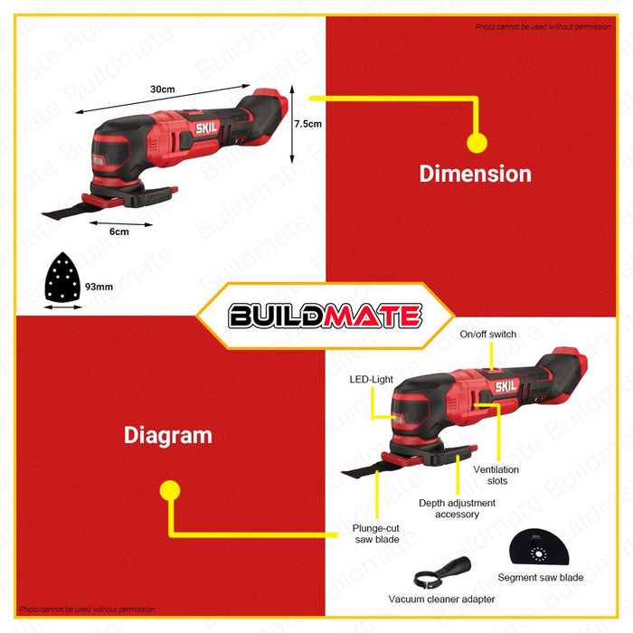 SKIL Multi-Function Oscillating Tool 20V MF1E3620CA BARE UNIT ONLY •BUILDMATE•
