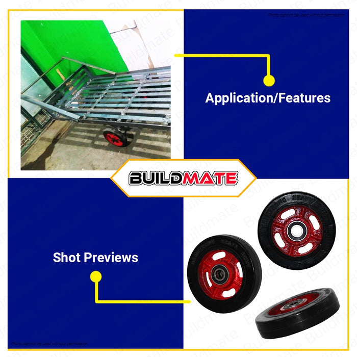 Armstrong Push Cart Rubber Wheel with Rim Bearing 152.4mm 6'' Heavy Duty AUTHENTIC •BUILDMATE•