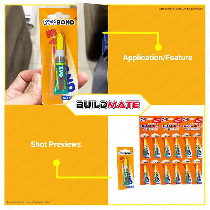 [WHOLESALE]  EVO BOND (12PCS) Super Glue 3g 1PAD Sticks like Mighty Bond •BUILDMATE•