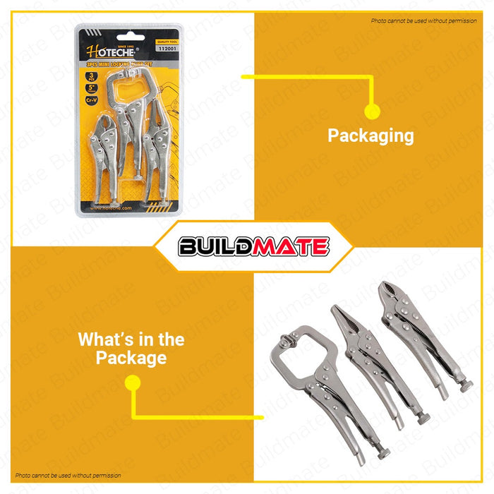 Hoteche Mini Locking Plier 3pcs 5" inches Cr-V HTC-112001 •BUILDMATE•