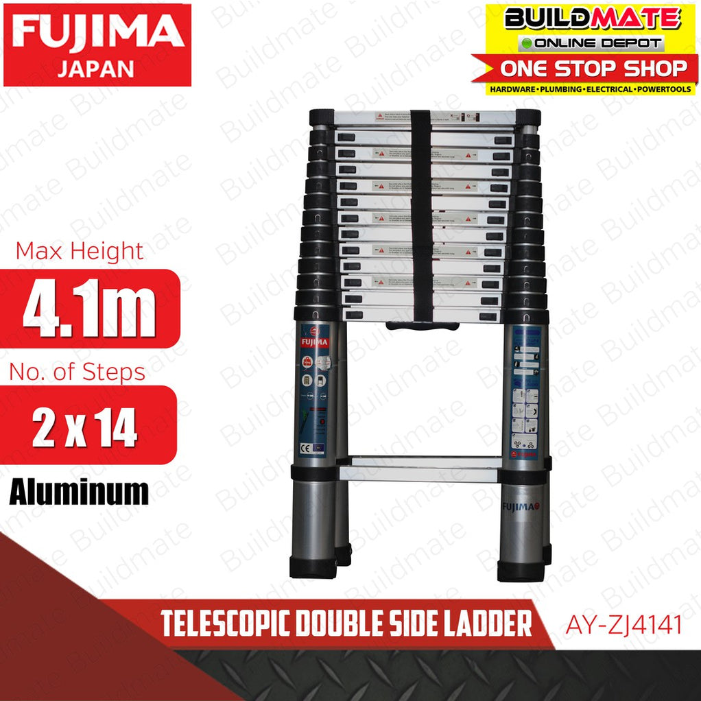 FUJIMA Aluminum Telescopic Double Ladder 4.4m AY-ZJ4141 S/S •BUILDMATE ...