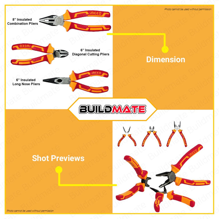 INGCO Insulated Pliers Plier Set 3 PCS/SET HIKPS28318 •BUILDMATE• HT2