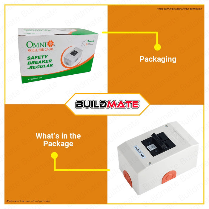 OMNI Electrical Safety Breaker Regular SBR-2P 15A 20A 30A 50A 60A SOLD PER PIECE •BUILDMATE•