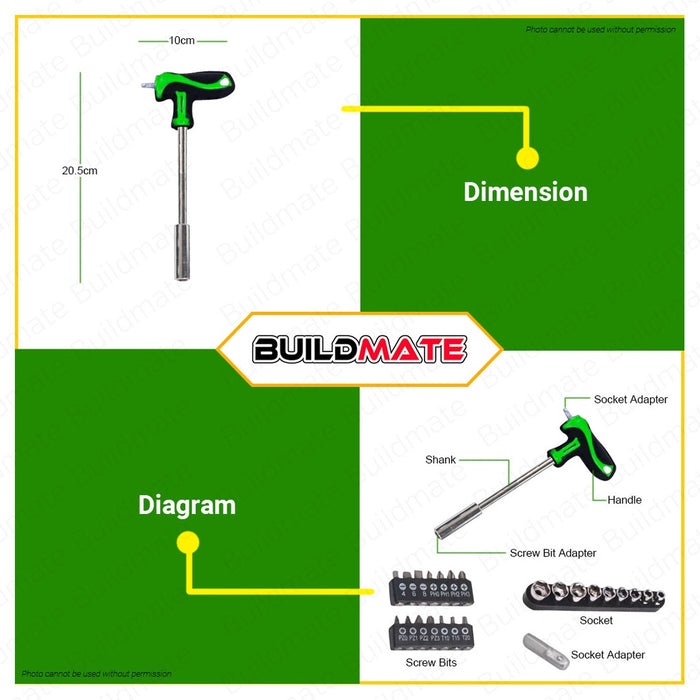 HOYOMA T-Handle and Bits 25PCS/SET 14262511 •BUILDMATE•