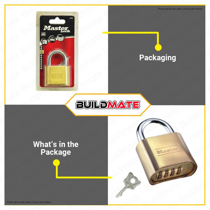 MASTER LOCK Set Your Own Combination Brass Padlock Pad Lock 2'' #175D ...