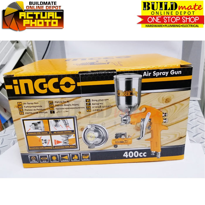 INGCO Gravity Type Spray Gun 400CC (1.5mm Nozzle) Paint Spray for Base Coat ASG4042 •BUILDMATE• IHT