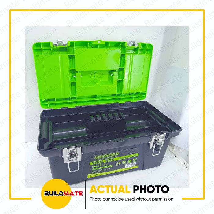 GREENFIELD Tool Box Organizer 16" with Metal Latch and Tray Inside •BUILDMATE•
