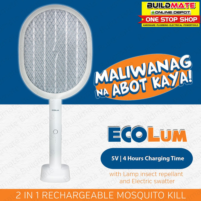 ECOLUM 2 IN 1 Rechargeable Mosquito Kill EEL002W •BUILDMATE•