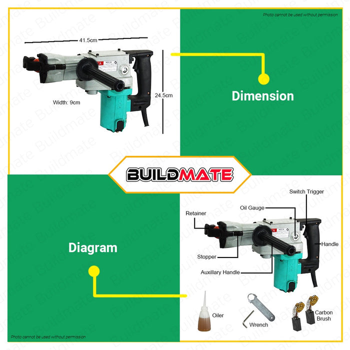 DCA Rotary Hammer 800W with Case AZC38 •BUILDMATE•