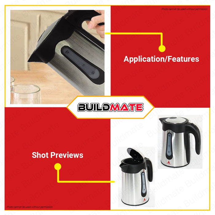 BUILDMATE Hanabishi 1.9L Cordless Removable Electric Stainless Kettle 2000W Automatic / Manual Shut Off Detachable Base Water Heater HWK-119SS