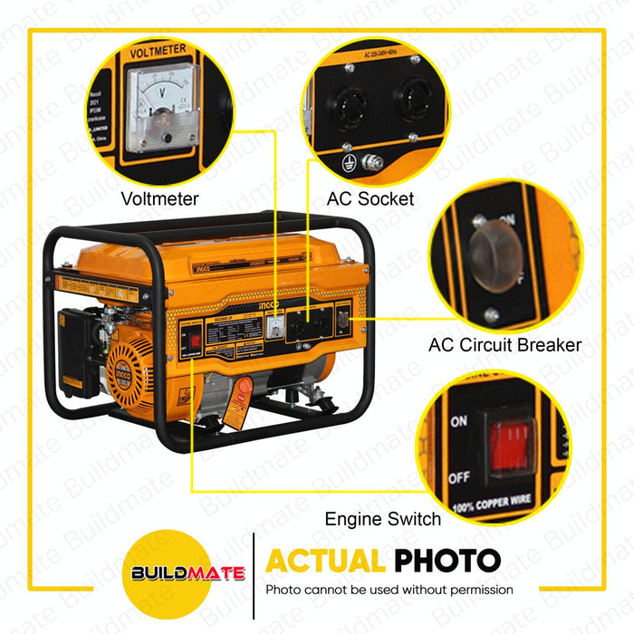 INGCO 3300W Gasoline Generator 25L 3.3KVA GE35005-5P •BUILDMATE• IPT