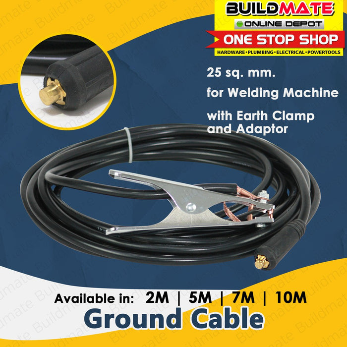 Grounding Cable 2m  5m  7m  10m 25sqmm for Welding Machine w/ Earth Ground Clamp & Adaptor BUILDMATE