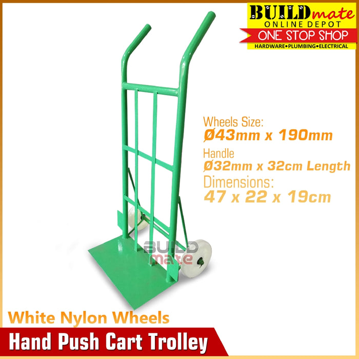 Hand Push Cart Trolley Green 6" Wheels •BUILDMATE•
