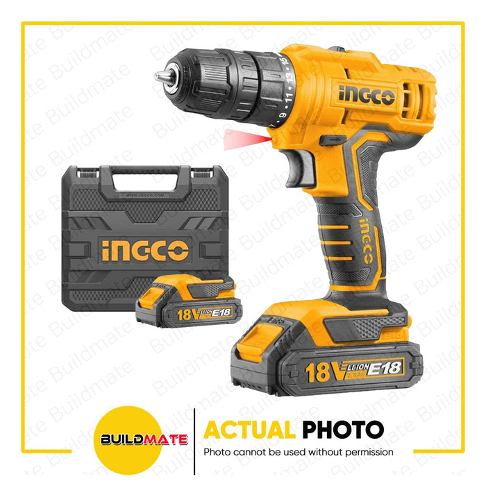 FREE GIFT! INGCO Cordless Drill Lithium Ion 18V CDLI1801 +FREE HKTH10258 TOOL SET •BUILDMATE•