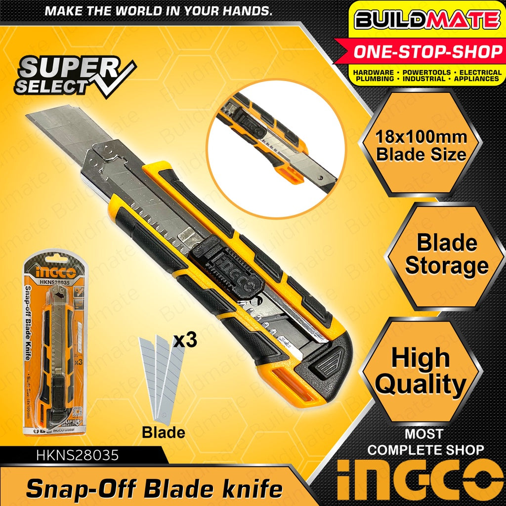 INGCO Snap Off Cutter Blade Knife Heavy Duty Super Select 18 x 100mm H ...
