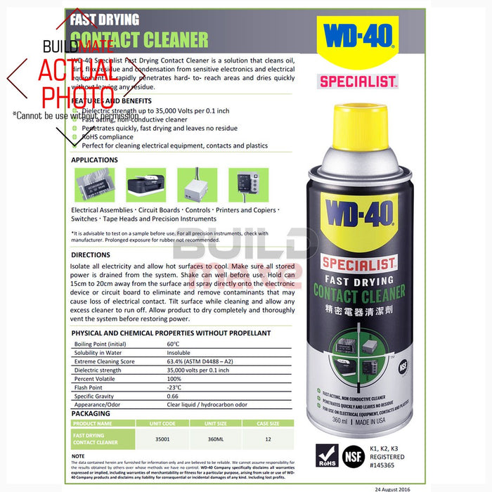 WD-40 SPECIALIST Fast Drying Contact Cleaner 360ml •BUILDMATE•