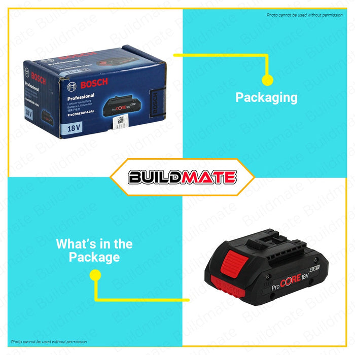 BOSCH Professional Lithium Ion Li-Ion Battery Pack Procore 18V 4.0AH Solo 1600A0193L •BUILDMATE• BLC
