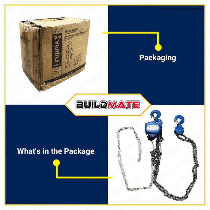 FUJIMA JAPAN Chain Block 3 TONS 3T FT-CB3T •BUILDMATE•