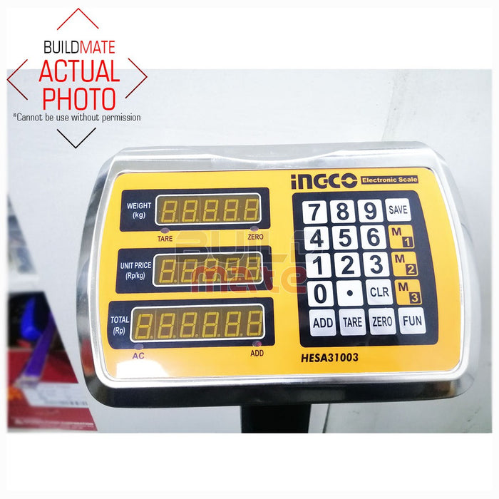 INGCO 100KG Rechargeable Electronic Scale Digital Screen With Charger HESA31003 •BUILDMATE• IPT