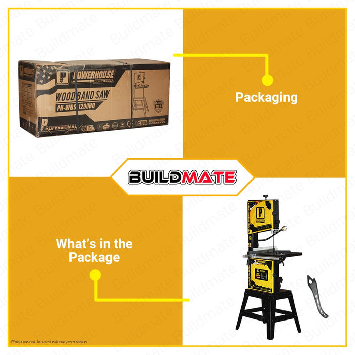 Powerhouse Wood Band Saw Machine Cutting Machine 14" Inches 1200W PH-WBS-1200HD •BUILDMATE• PHPT