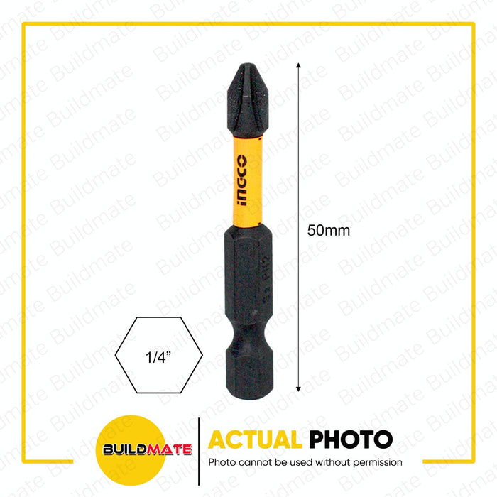 INGCO Industrial Impact Screwdriver Bit 10PCS/SET Steel Black Surface SDBIM11PH223 •BUILDMATE• IHT