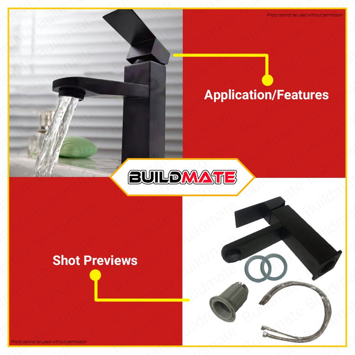 WSDA Stainless Steel Flexible Lavatory Hose Matte Black Finish SF-505 BK •BUILDMATE•