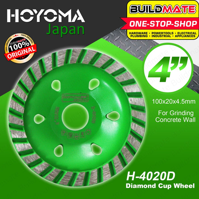 HOYOMA JAPAN Diamond Cup Wheel 4" 100mm S-RIM H-4020D •BUILDMATE• HYMHT