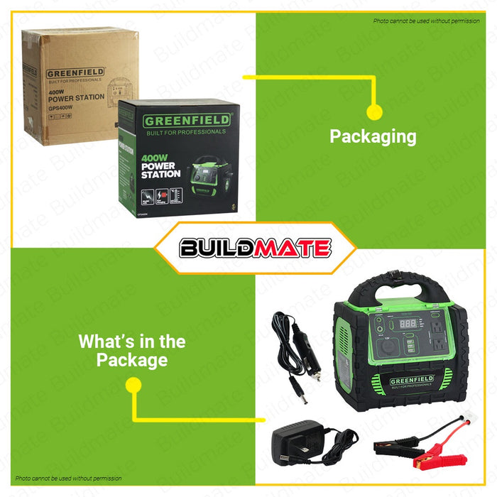 GREENFIELD Portable Power Station Inverter Supply Bank Generator 400W GPS400W •BUILDMATE•