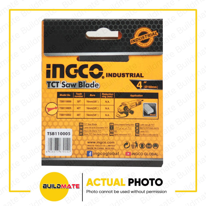 INGCO TCT Saw Blade 40T 4" Wood for Angle Grinder TSB110005 •BUILDMATE• IHT