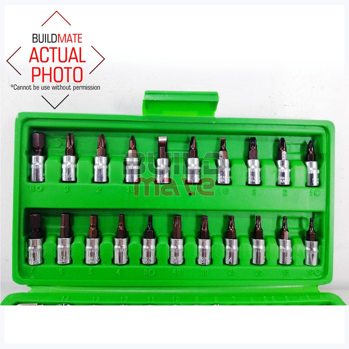HOYOMA 46PCS / SET Drive Socket Set 1/4" Inch Drive 6 Point HT-DS1446 •BUILDMATE• HYMA