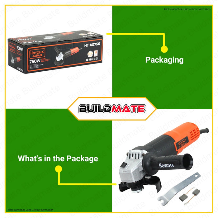 HOYOMA Angle Grinder 750W 100mm HT-AG750 •BUILDMATE• HYMPT