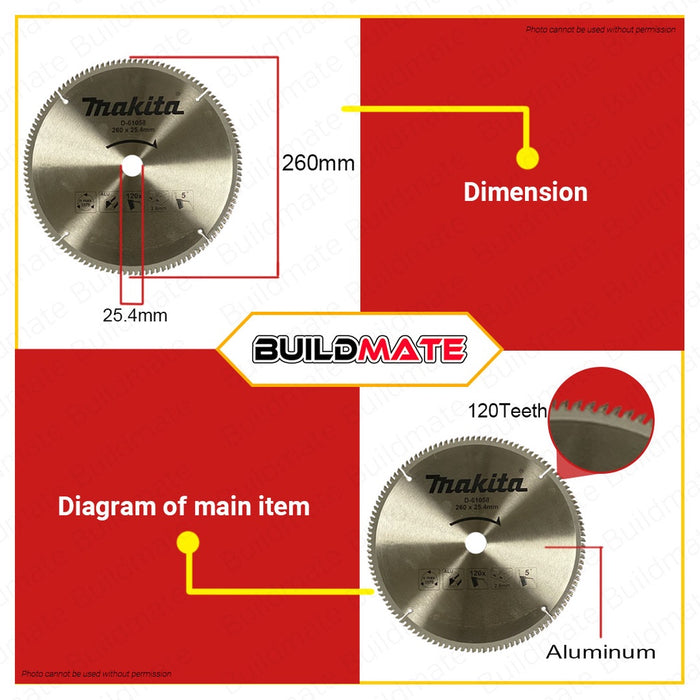 MAKITA TCT  Circular Saw 260mm 10" 120T FOR ALUMINUM D-61058 •BUILDMATE•