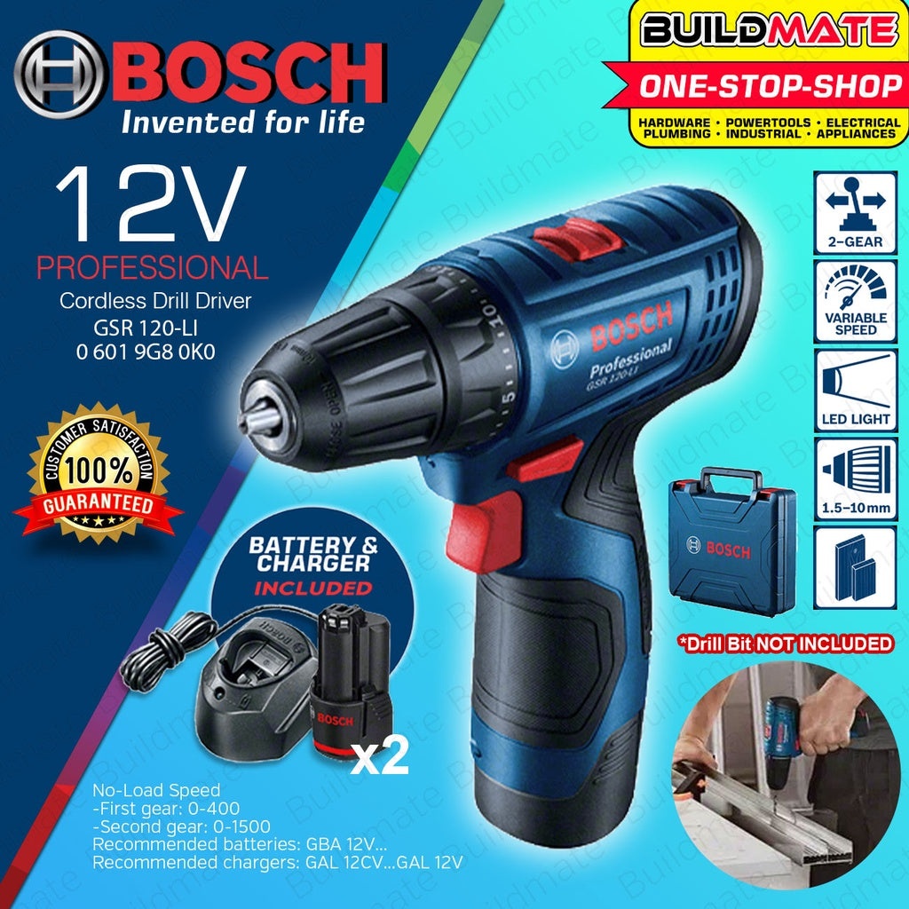 BOSCH Professional Lithium Ion Li-Ion Cordless Drill Driver GSR 120-LI 06019G80K0 •BUILDMATE• COC