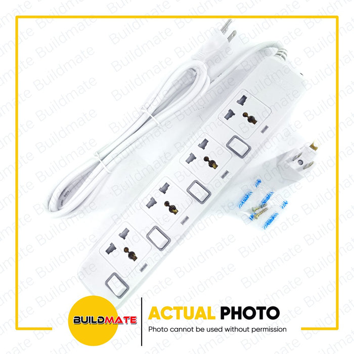 ROYU 4 GANG Extension Cord with Individual Switches Power Strip REDEC704 •BUILDMATE•