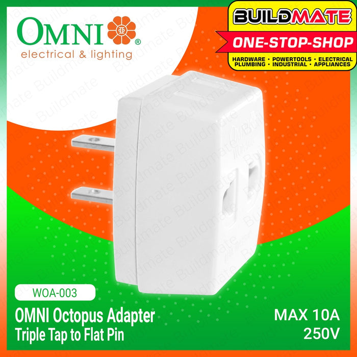 OMNI Octopus Adapter 10A 250V Triple Tap to Flat Pin WOA-003 •BUILDMATE•