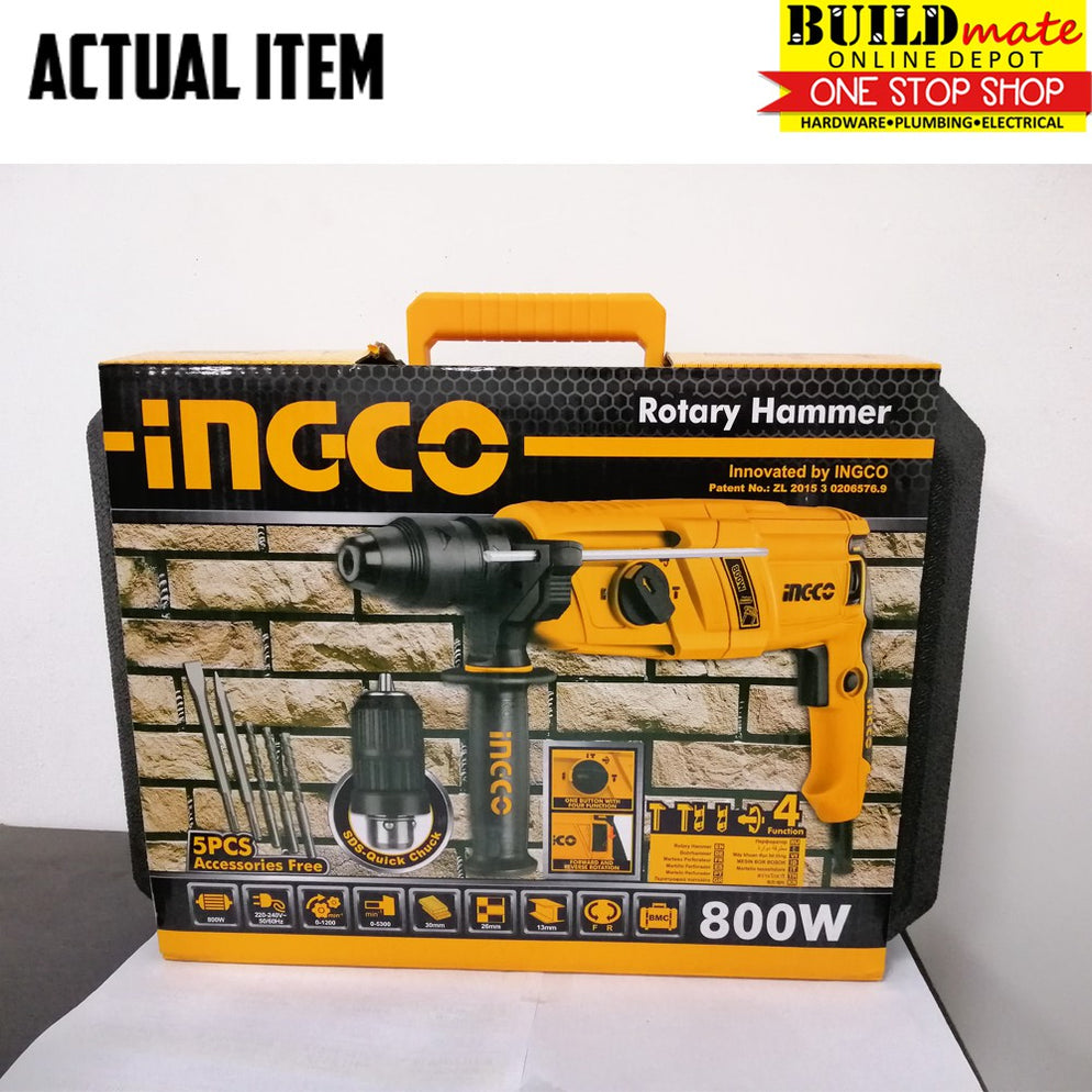 INGCO Rotary Hammer Chipping Gun 800W SDS-Quick Chuck RGH9018-2 •BUILD ...