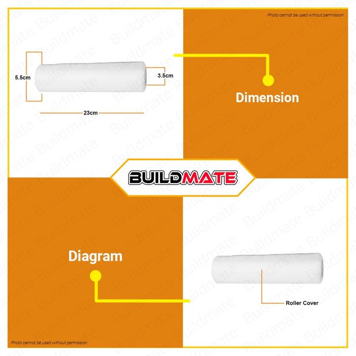 WADFOW Paint Roller Cover Inner Wall 9" Inch 230mm Acrylic Roller Paint Tool WCB2929 •BUILDMATE• WHT