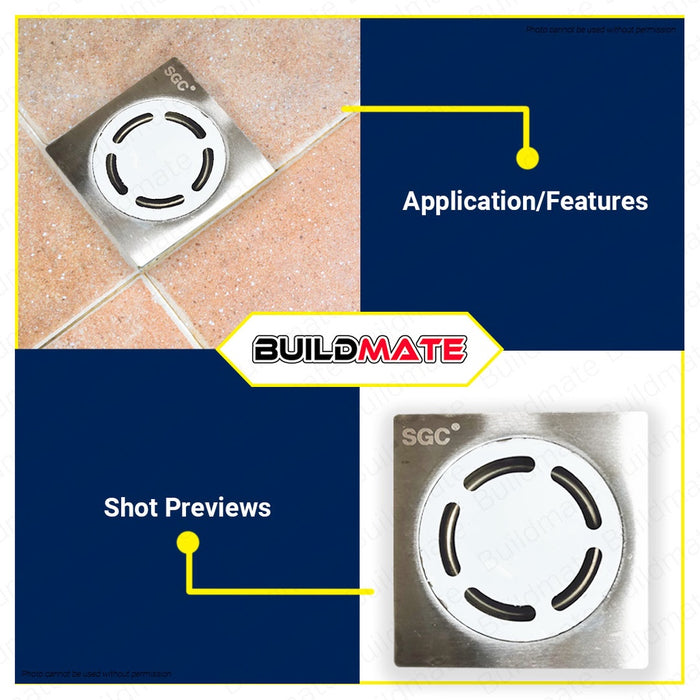 S.G.C. Stainless Floor Drain Drainer Strainer 4" x 4" inches A4 •BUILDMATE•