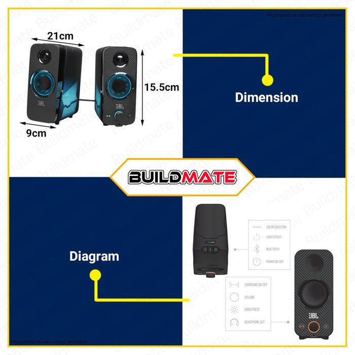 JBL Quantum Duo PC Wireless Bluetooth Gaming Speakers RGB •BUILDMATE•