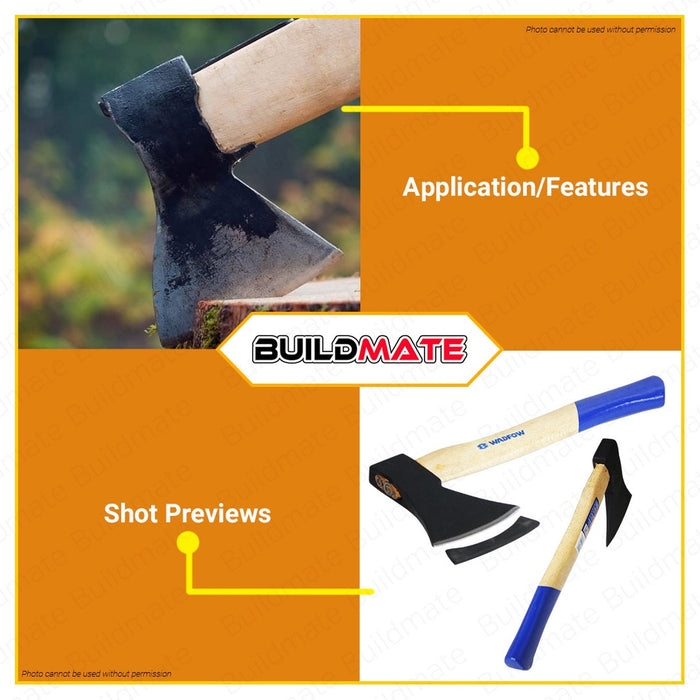 WADFOW Hand Axe 600g Drop-forged Axehead Hardwood Handle Hatchet Hand Tool WMB6306 •BUILDMATE• WHT