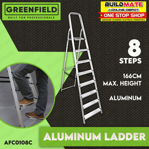 GREENFIELD 8 STEP Aluminum Home Ladder AFC0108C- 06-04-00008 •BUILDMATE•