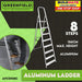 GREENFIELD 8 STEP Aluminum Home Ladder AFC0108C- 06-04-00008 •BUILDMATE•