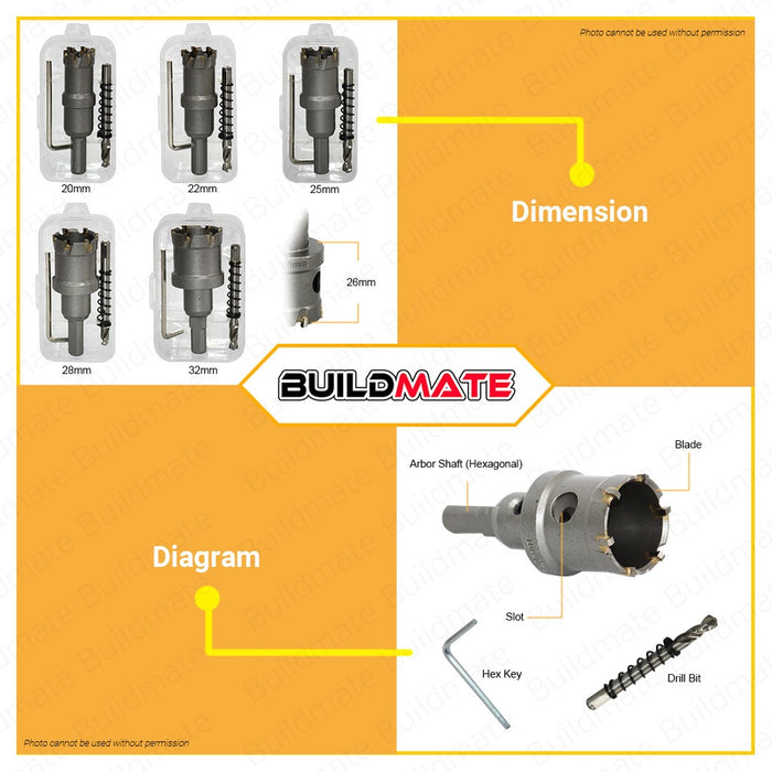 INGCO TCT Hole Saw for Stainless Steel 20mm 22mm 25mm 28mm 32mm SOLD PER PIECE •BUILDMATE• HT2