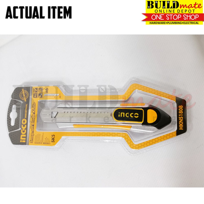 INGCO Snap-Off Blade Knife SK5 Aluminum Alloy Shell HKNS1808  •BUILDMATE• IHT