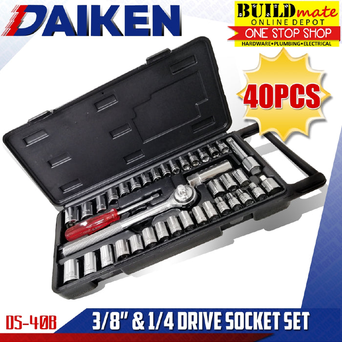 Daiken 3/8" & 1/4" Drive Socket 40PCS/SET DS40B •BUILDMATE•